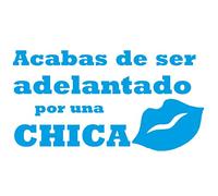 Soy motera Pegatina Vinilo 15x8cm acabas de ser Adelantado por una Chica (Azul)