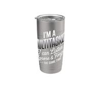 Soy Multitarea Escuchar Ignorar Olvidar Divertido Diversión sarcástica Vaso térmico de acero inoxidable de doble pared