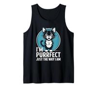 Soy Purrfect Just The Way I Am Cat Lover Feline Pet Meow Camiseta sin Mangas