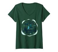 Soy Realmente una Sirena: fantasía caprichosa del océano Camiseta Cuello V, Mujer, Verde Bosque, XL