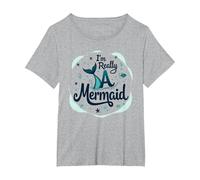 Soy Realmente una Sirena: fantasía caprichosa del océano Camiseta, Mujer Tallas Grandes, Gris Jaspeado, 5XL Grande