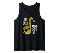 Soy Saxy Y Lo Sabes Divertido Juego de Palabras Musicales Camiseta sin Mangas
