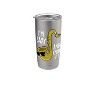 Soy Saxy Y Lo Sabes Divertido Juego de palabras musicales Vaso térmico de acero inoxidable de doble pared