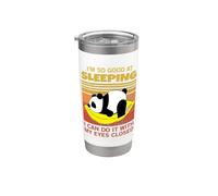 Soy tan bueno durmiendo que puedo hacerlo con los ojos cerrados Vaso térmico de acero inoxidable de doble pared
