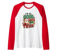 Soy Tan Bueno Que Papá Noel llegó Dos Veces, Divertida Navidad con Doble Significado Camiseta Manga Raglan