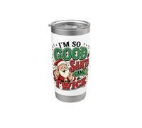 Soy tan bueno que Papá Noel llegó dos veces, divertida Navidad con doble significado Vaso térmico de acero inoxidable de doble pared