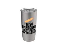 SOY TAN HARDCORE COMER DOLOR POR EL DESAYUNO Divertido Francés Juego de palabras Meme Vaso térmico de acero inoxidable de doble pared