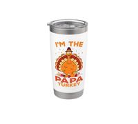 Soy The Papa Turkey Family Matching Thanksgiving Vaso térmico de acero inoxidable de doble pared