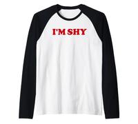 Soy Tímido Divertido Introvertido Bold Rojo Texto Retro Camiseta Manga Raglan