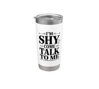 Soy tímido, ven a hablar conmigo, linda cita introvertida Vaso térmico de acero inoxidable de doble pared