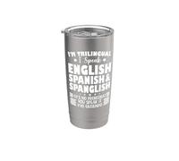 Soy Trilingüe Hablo Inglés Español Y Spanglish Vaso térmico de acero inoxidable de doble pared