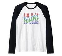 Soy UN 10 Pero Tengo Problemas DE Barril Estómago Duele Divertido Meme Camiseta Manga Raglan