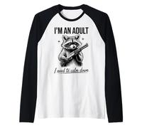 Soy un Adulto Que Necesito calmar Mapache Camiseta Manga Raglan