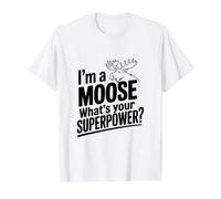 Soy un Alce ¿Cuál es tu Superpoder Camiseta gráfica económica, Hombre, Blanco, L