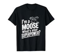 Soy un Alce ¿Cuál es tu Superpoder Camiseta gráfica económica, Hombre, Negro, L