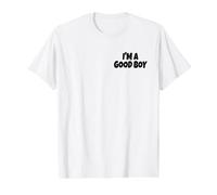 Soy UN Buen Chico (Texto Negro) Camiseta gráfica económica, Hombre, Blanco, L