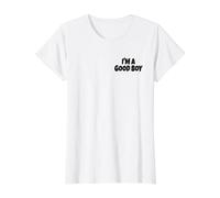 Soy UN Buen Chico (Texto Negro) Camiseta gráfica económica, Mujer, Blanco, S
