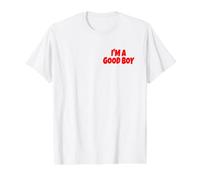 Soy UN Buen Chico (Texto Rojo) Camiseta gráfica económica, Hombre, Blanco, XL