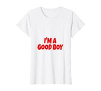 Soy UN Buen Chico (Texto Rojo) Camiseta gráfica económica, Mujer, Blanco, M