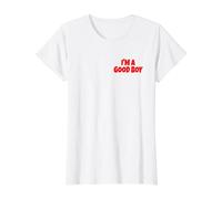 Soy UN Buen Chico (Texto Rojo) Camiseta gráfica económica, Mujer, Blanco, M