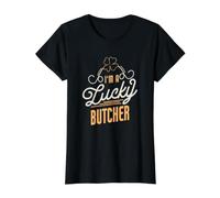 Soy un Carnicero Afortunado Carnicero del Día de San Patr Camiseta gráfica económica, Mujer, Negro, XL