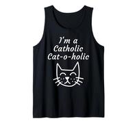 Soy un católico católico Gracioso Cristiano Juegos de Palabras Arte felino Camiseta sin Mangas