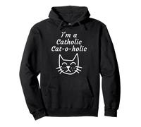 Soy un católico católico Gracioso Cristiano Juegos de Palabras Arte felino Sudadera con Capucha