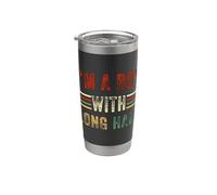 Soy un chico con pelo largo, chico divertido de pelo largo, hombres geniales niños Vaso térmico de acero inoxidable de doble pared