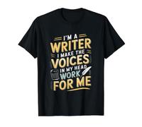 Soy un Escritor Hago Que Las Voces en mi Cabeza funcionen para mí - Autor Camiseta gráfica económica, Hombre, Negro, L