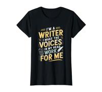 Soy un Escritor Hago Que Las Voces en mi Cabeza funcionen para mí - Autor Camiseta gráfica económica, Mujer, Negro, S