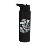 Soy un escritor Hago voces en mi cabeza trabajar para mí Stainless Steel Insulated Water Bottle
