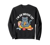 Soy un Gato de Interior Introvertido Pizza Popcorn Book Gamer Cat Sudadera