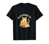 «Soy un Gato de Interior», Lindo Gatito Aficionado a la Pizza, Gamer, ratón de Biblioteca Camiseta