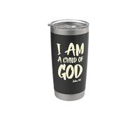 Soy un Hijo de Dios Juan 1:12 Tengo fe en Jesucristo Vaso térmico de acero inoxidable de doble pared