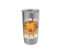 Soy un hombre de pecho Pavo Cena Comida Divertido Día de Acción de Gracias Vaso térmico de acero inoxidable de doble pared