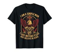 Soy un Hombre Sencillo Me Gustan Las Motocicletas y Creo en Jesús Camiseta