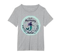 Soy un Humano mermazing - Sirena caprichosa Camiseta, Mujer Tallas Grandes, Gris Jaspeado, 3XL Grande