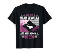 Soy un Mama Sencilla Amo a mis Hijos y al Buceo - Buceador Camiseta, Hombre, Negro, M