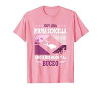 Soy un Mama Sencilla Amo a mis Hijos y al Buceo - Buceador Camiseta, Hombre, Rosado, L