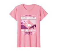 Soy un Mama Sencilla Amo a mis Hijos y al Buceo - Buceador Camiseta, Mujer, Rosado, 3XL