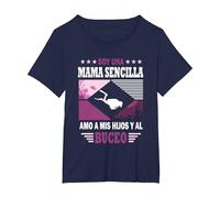 Soy un Mama Sencilla Amo a mis Hijos y al Buceo - Buceador Camiseta, Mujer Tallas Grandes, Azul Marino, 2XL Grande