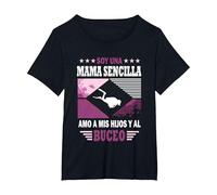 Soy un Mama Sencilla Amo a mis Hijos y al Buceo - Buceador Camiseta, Mujer Tallas Grandes, Negro, 1XL Grande