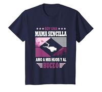 Soy un Mama Sencilla Amo a mis Hijos y al Buceo - Buceador Camiseta, Niños, Azul Marino, 10 años