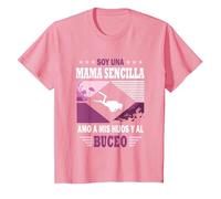 Soy un Mama Sencilla Amo a mis Hijos y al Buceo - Buceador Camiseta, Niños, Rosado, 8 años