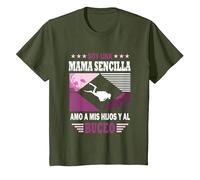 Soy un Mama Sencilla Amo a mis Hijos y al Buceo - Buceador Camiseta, Niños, Verde Oliva, 8 años
