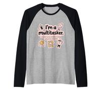Soy un multitarea, a prueba de bocadillos derretimiento y sobrevivir en el café Camiseta Manga Raglan