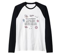 Soy un multitarea, persigo el caos, desastres limpios y falsa calma Camiseta Manga Raglan
