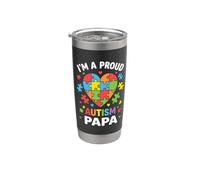 Soy un orgulloso autismo papá rompecabezas corazón autista Vaso térmico de acero inoxidable de doble pared