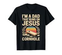 Soy un papá Que Corre en Jesús y Cornhole Vintage Christian Camiseta