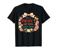 Soy un Proyecto Que Mantiene a Jesús Ocupado Humor Cristiano Divertido Camiseta gráfica económica, Hombre, Negro, S